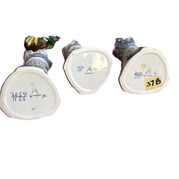 Royal Copenhagen Porcelain Three Kings Magi Wise Men Candle Holders Denmark FLAW - Picture 11 of 15